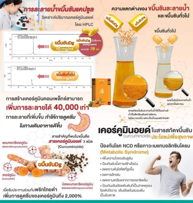 DG ขมิ้นชันละลายน้ำได้ 40,000 เท่า